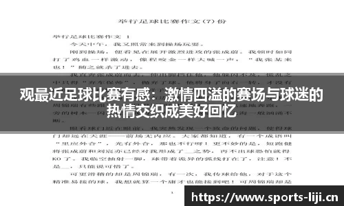观最近足球比赛有感：激情四溢的赛场与球迷的热情交织成美好回忆